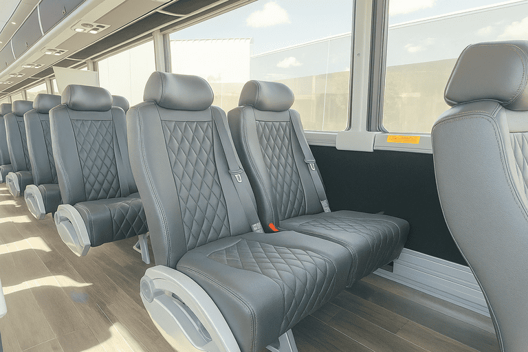 interior of Visalia Shuttle Bus Rentals charter bus